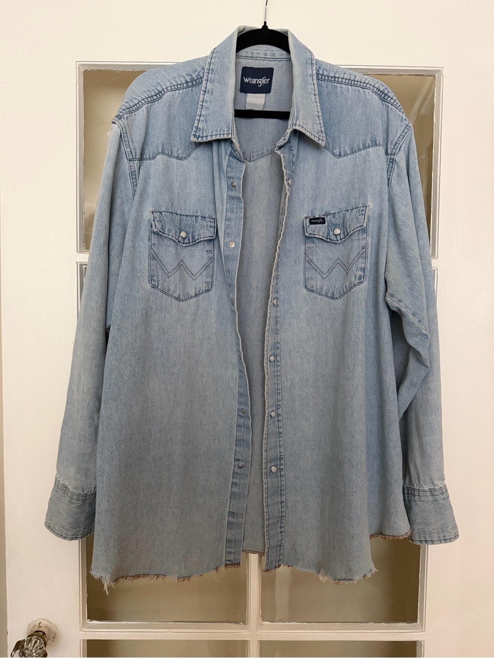 Vintage Unisex Wrangler Light Blue Denim Western Shirt